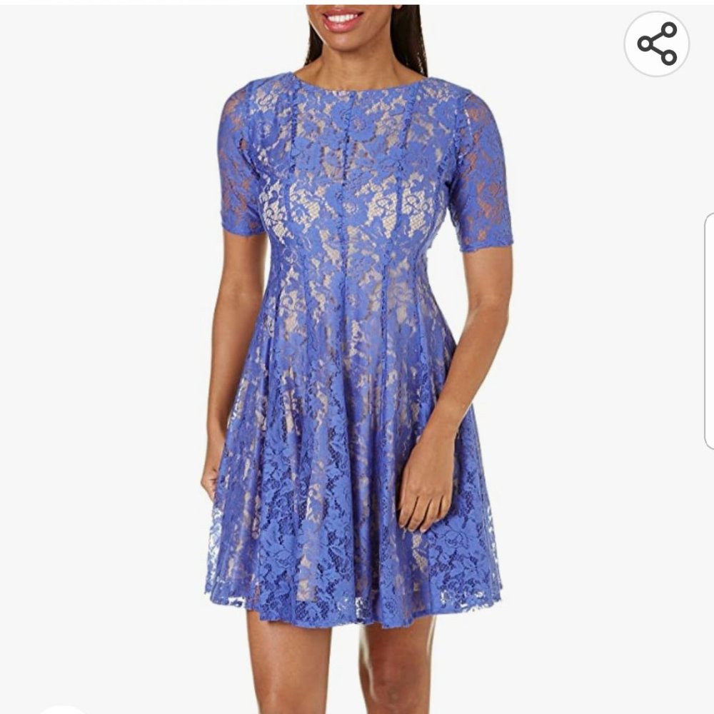 Julian Taylor Women's Elbow Sleeved All over Lace Dress, Size 10, Lilac